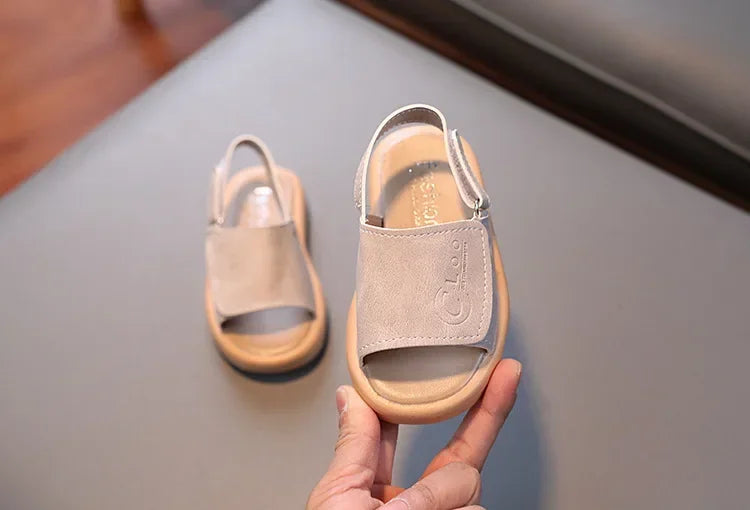Sandals for Boys Fashion Summer Shoes 1-3-6 Years Girls Open Toe Matte Pu Leather Shoes Sandals Children Slippers