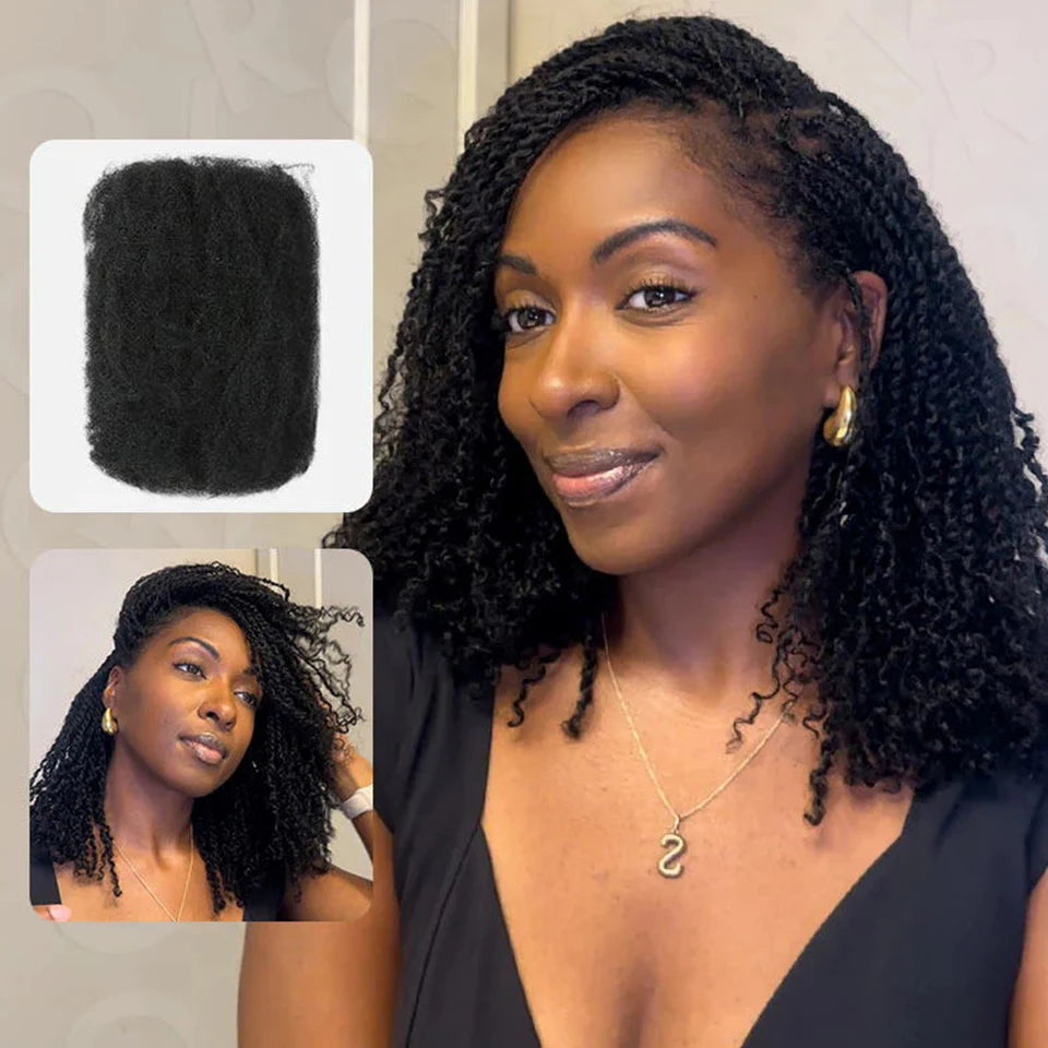 QVR Malaysia Remy Afro kinky Curly Bulk Human Hair For Braiding Dreadlock Extension Loc Repair Twist 50g/pc Natural Braids Hair