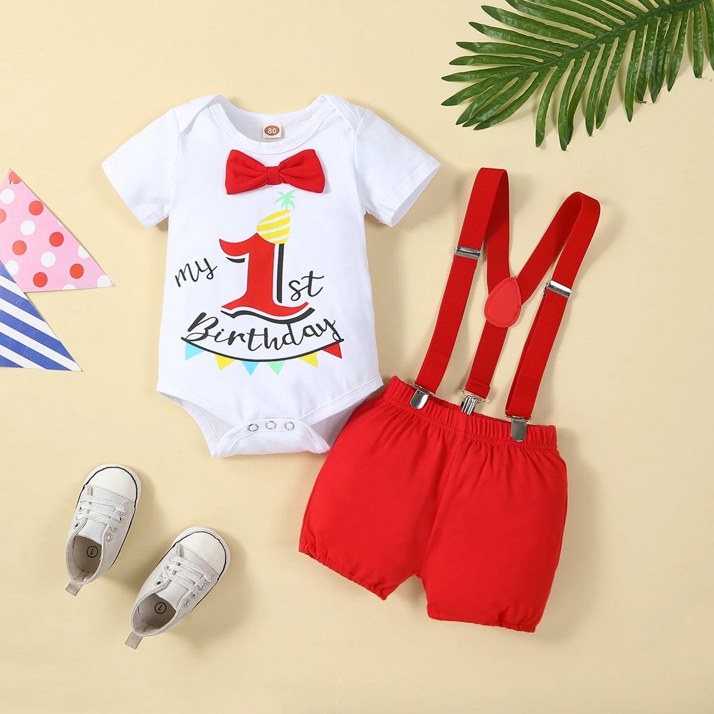Baby Boys  Outfits Sets Balloon Lette  Bodysuit and Y-back Suspender Shorts  Baby Clothes