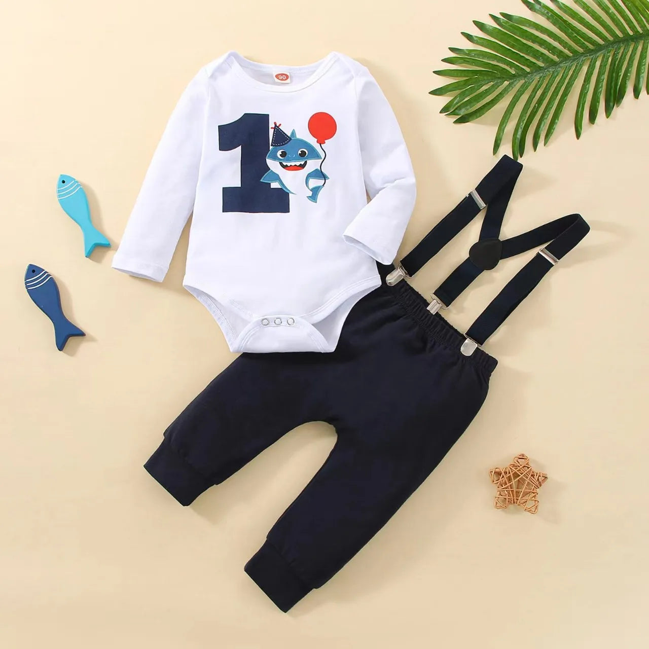 Baby Boys  Outfits Sets Balloon Lette  Bodysuit and Y-back Suspender Shorts  Baby Clothes