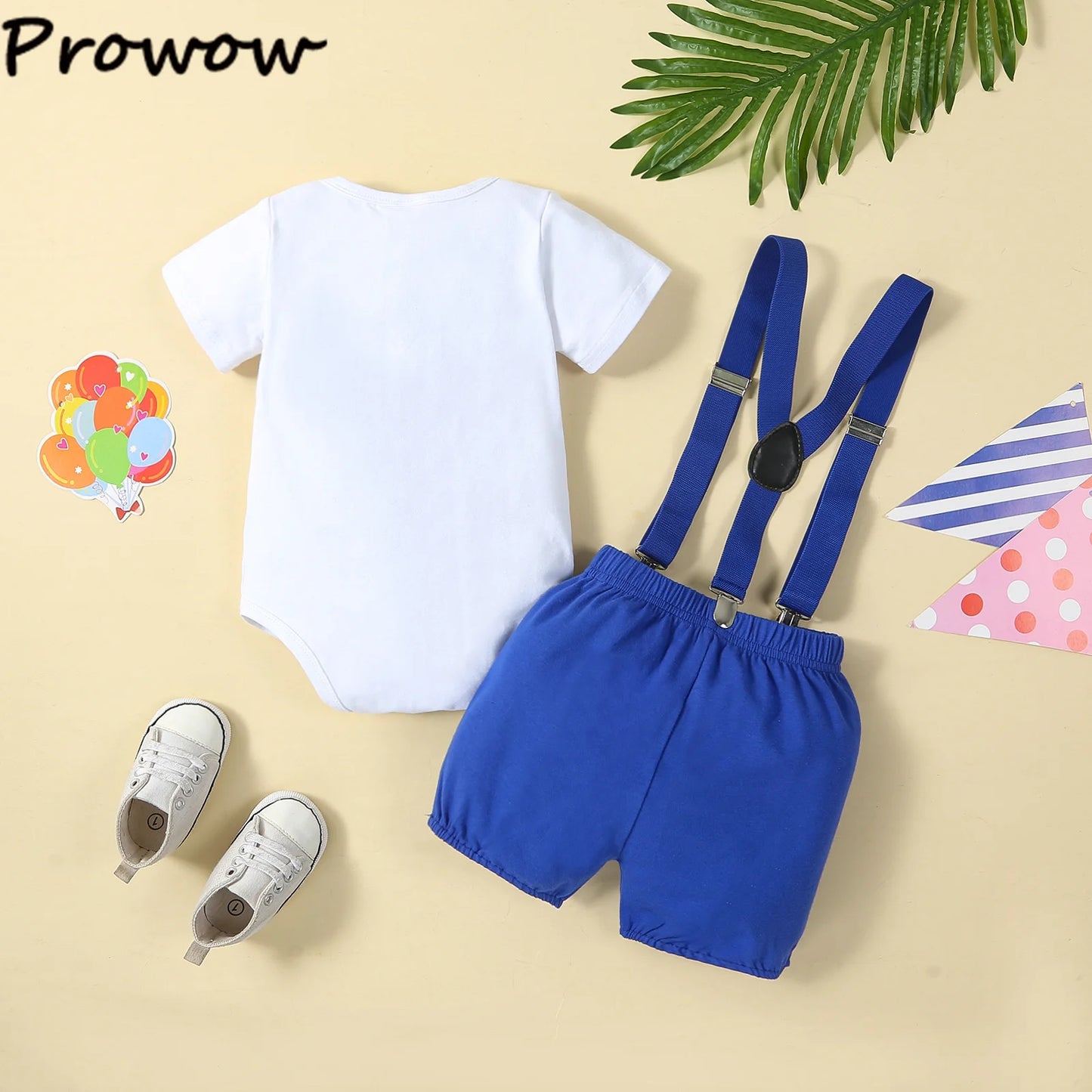 Baby Boys  Outfits Sets Balloon Lette  Bodysuit and Y-back Suspender Shorts  Baby Clothes