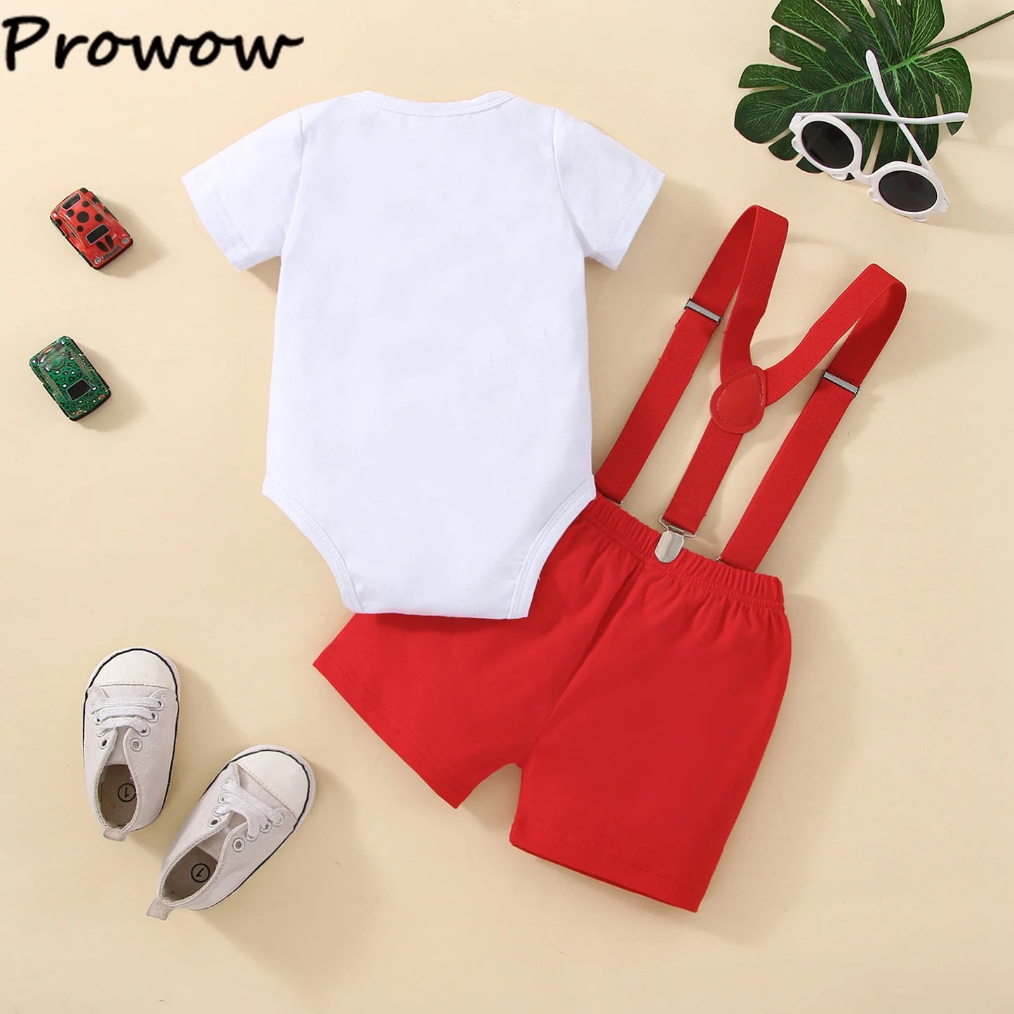 Baby Boys  Outfits Sets Balloon Lette  Bodysuit and Y-back Suspender Shorts  Baby Clothes