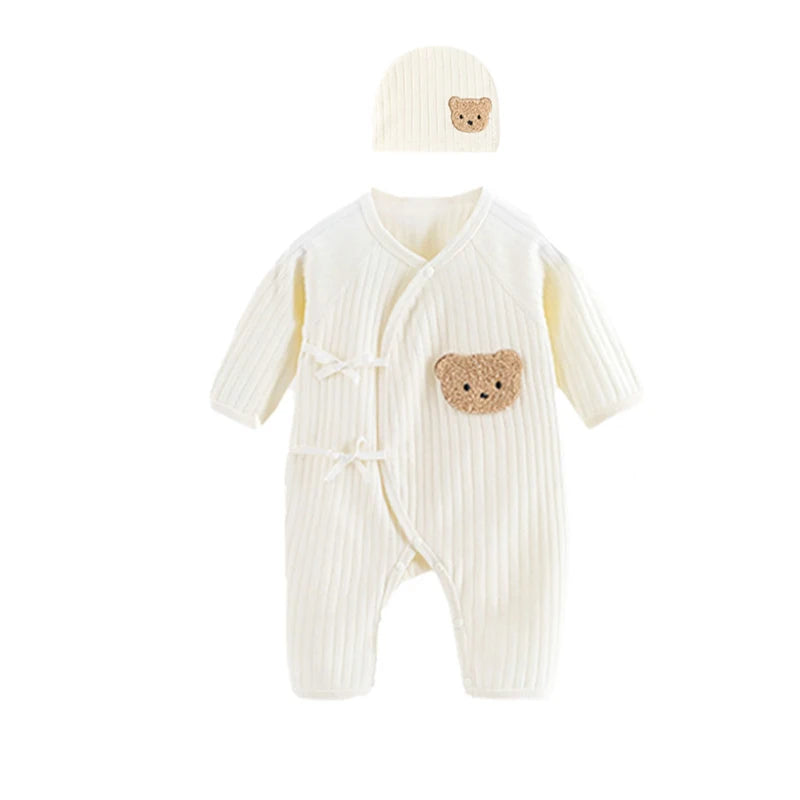 Boys Girls One Piece Outfit  100% Cotton Newborn Baby Long Sleeve Romper Infant Solid Knitting Thin Jumpsuit For Seasons