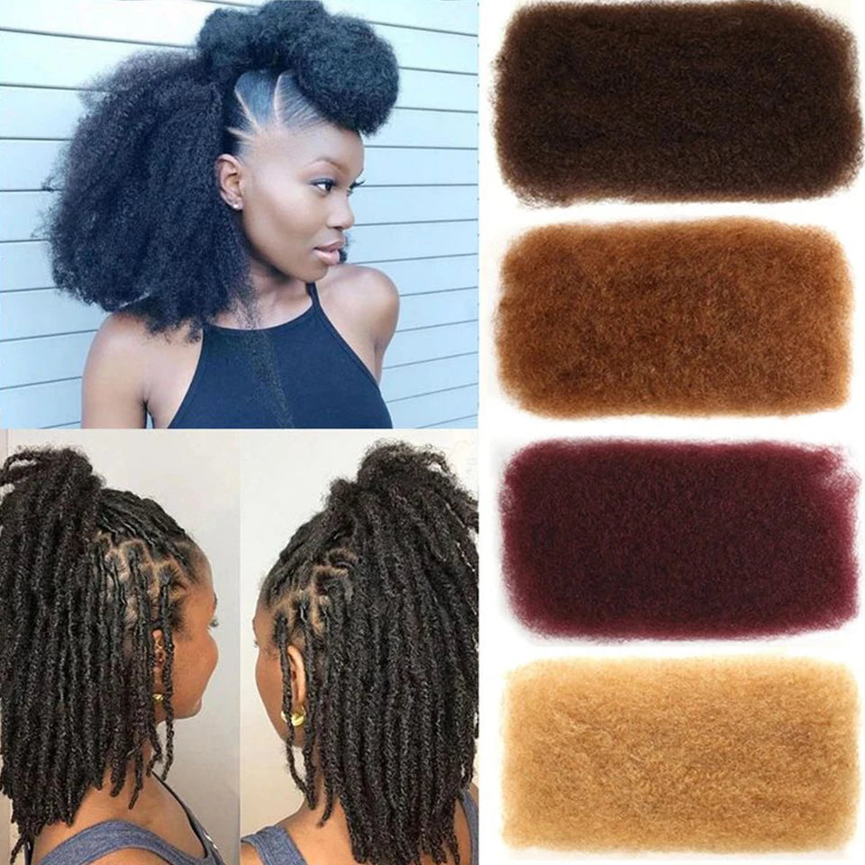QVR Malaysia Remy Afro kinky Curly Bulk Human Hair For Braiding Dreadlock Extension Loc Repair Twist 50g/pc Natural Braids Hair