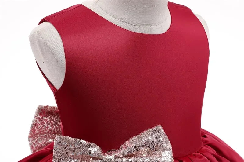 Baby Party Red Dresses for Girls Cute Newborn Infant 1st Birthday Baptism Vestidos Toddler Kids Wedding Backless Princess Dress