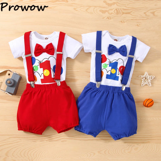 Baby Boys  Outfits Sets Balloon Lette  Bodysuit and Y-back Suspender Shorts  Baby Clothes