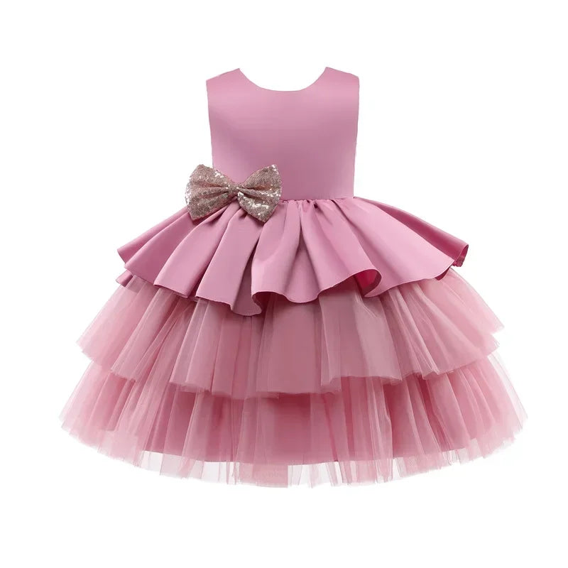 Baby Party Red Dresses for Girls Cute Newborn Infant 1st Birthday Baptism Vestidos Toddler Kids Wedding Backless Princess Dress