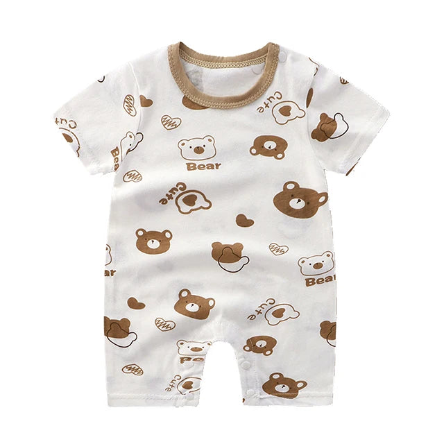 Baby Short Sleeve Rompers Infant Boys Girls Cartoon Cotton Jumpsuit