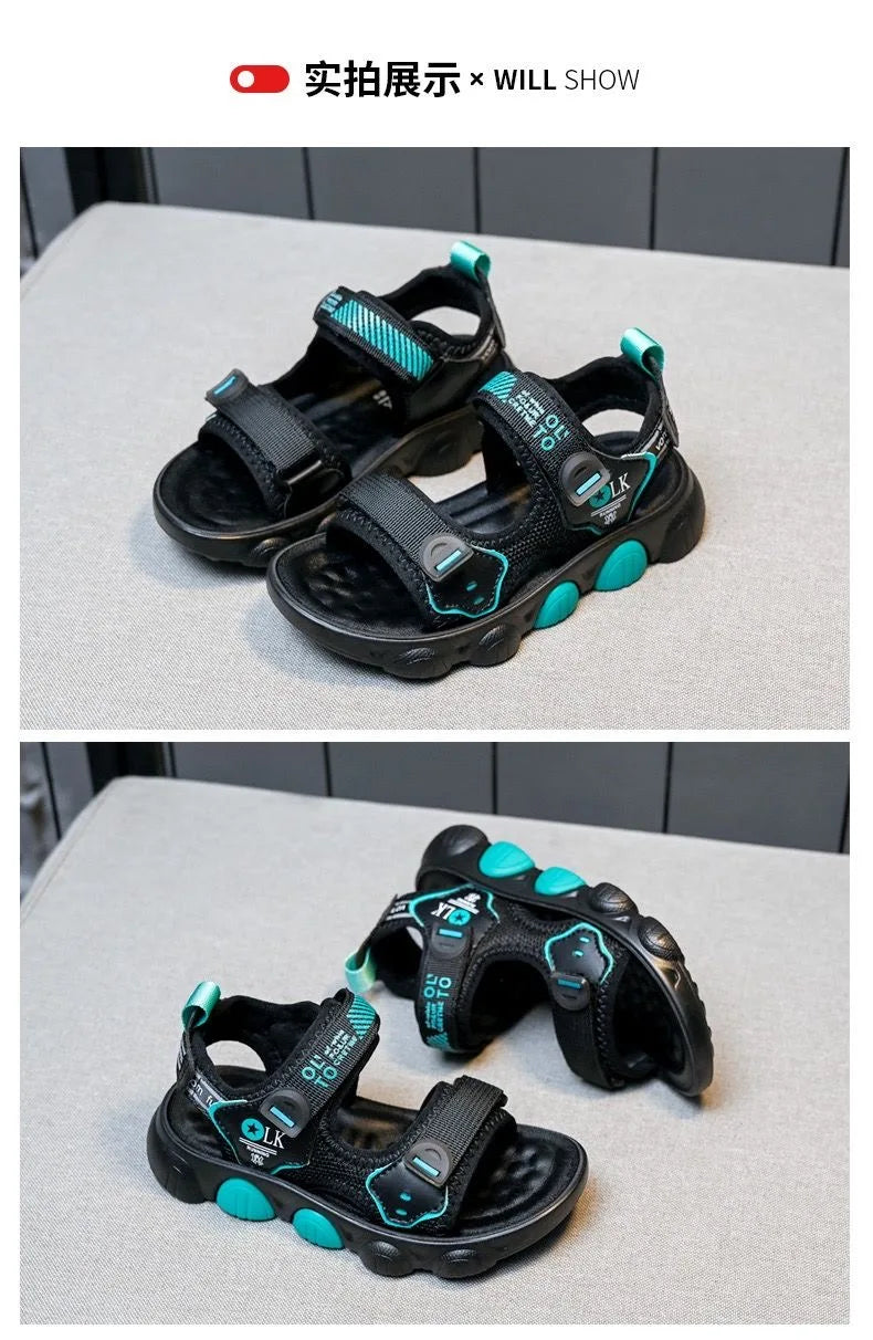 Boys Beach Sandals Kids Summer Shoes 2024 Summer New Children Sports Casual Sandals for Medium Big Boy Anti-skid Fashion 26-37