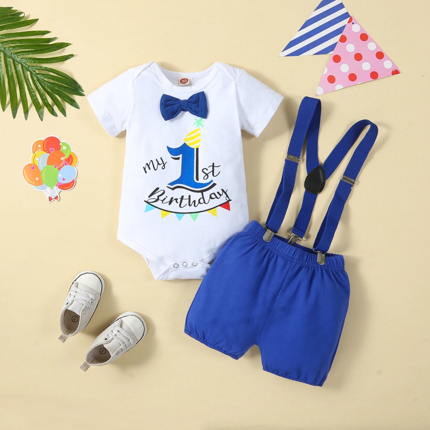 Baby Boys  Outfits Sets Balloon Lette  Bodysuit and Y-back Suspender Shorts  Baby Clothes