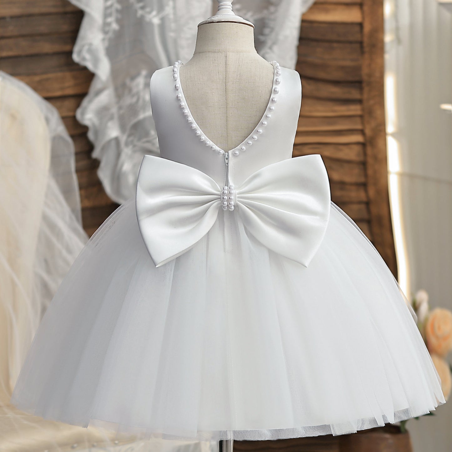 Green Christmas Dress for Girls Toddler Kids 1st Birthday Party Gown Elegant Princess Beaded Backless Baby Girl Wedding Vestidos